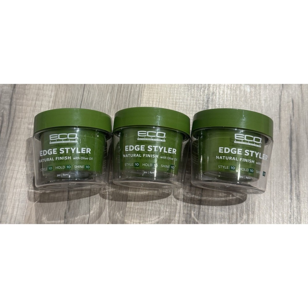 Eco Style Edge Styler Hair Gel, Strong Hold, Olive Oil, Water-Based, 3 oz Green